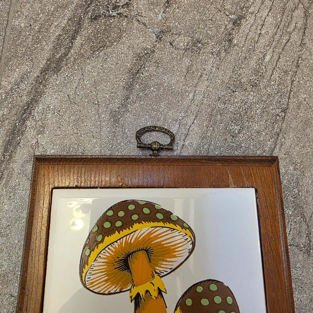 1970's Mushroom Wood Wall Hanging Memo Board Key Holder Merry Vintage - Picture 3 of 6